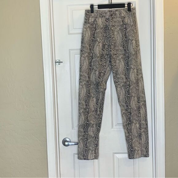 Nasty Gal Snake Print Coated Flare Jeans Split Hem Size 4 - Picture 10 of 11